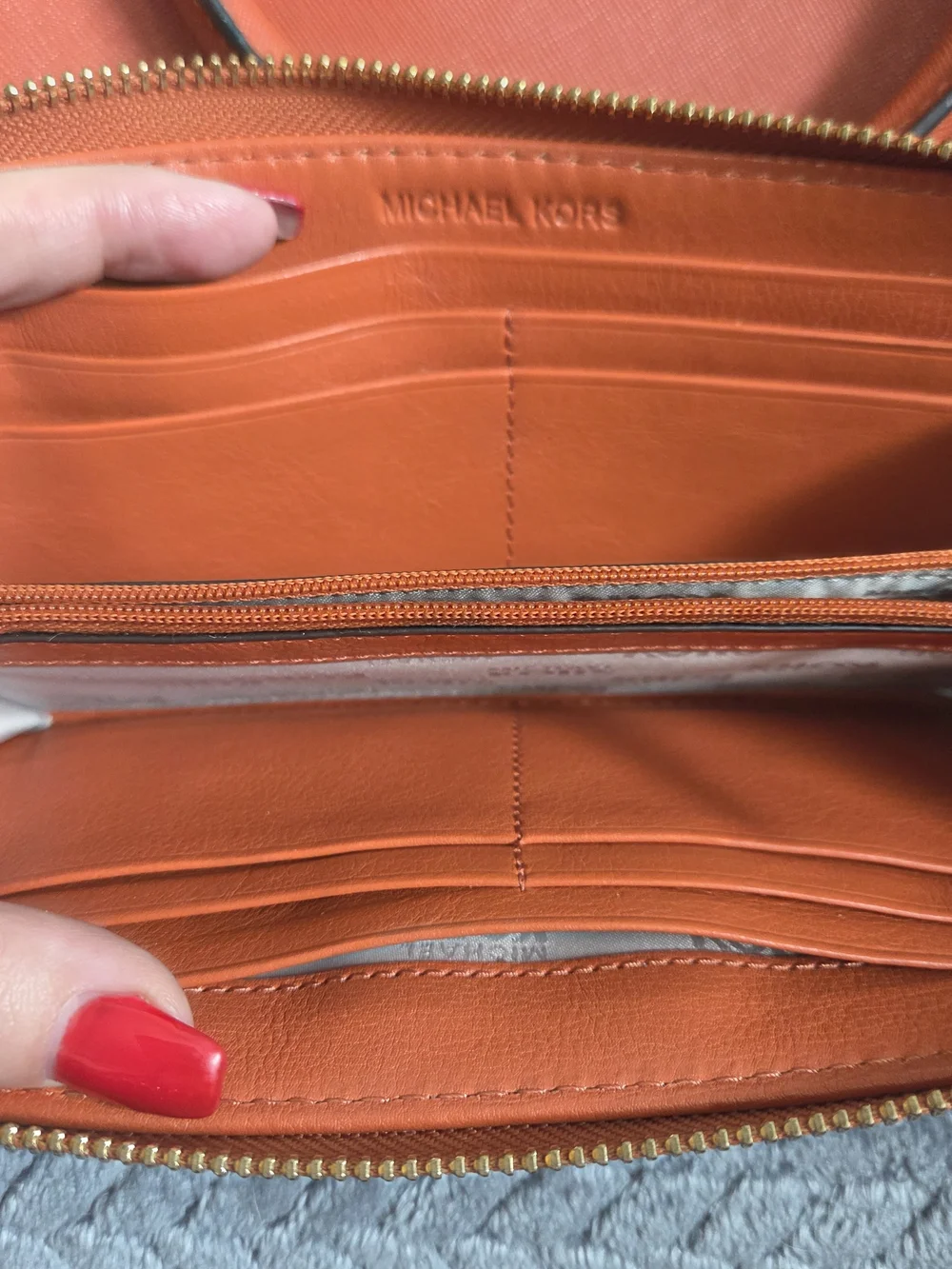 Michael Kors Orange Saffiano Leather Satchel with Matching MK Logo Wallet